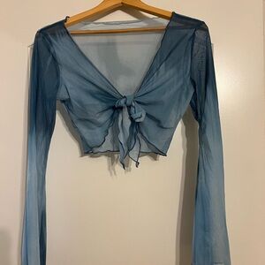 Amazon Sheer Navy Tie-Front Shawl